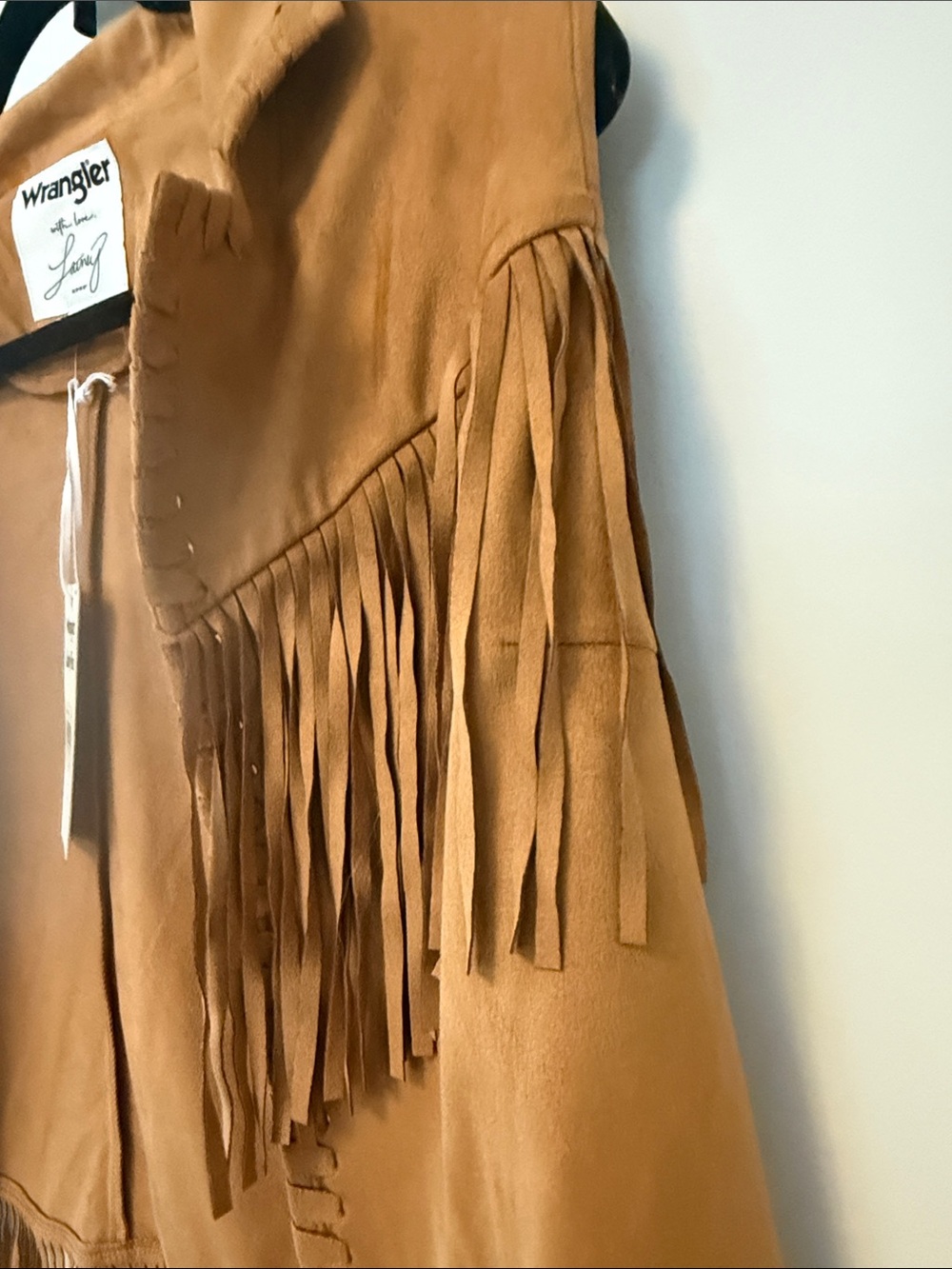 Wrangler Women's Brown Fringe Suede-Look Vest - Picture 4 of 7